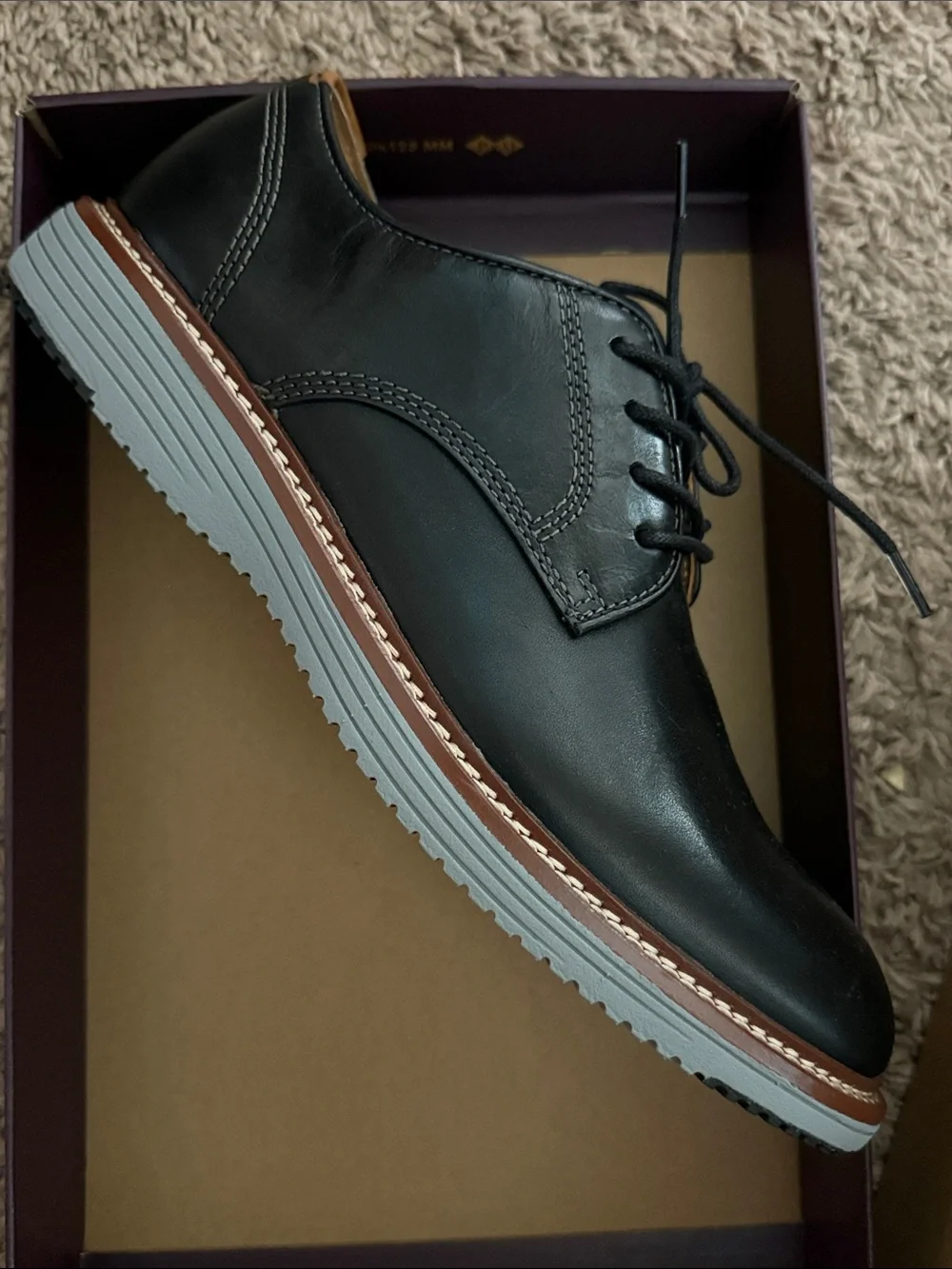 Johnston & Murphy Black Leather Oxford with Tan Accents